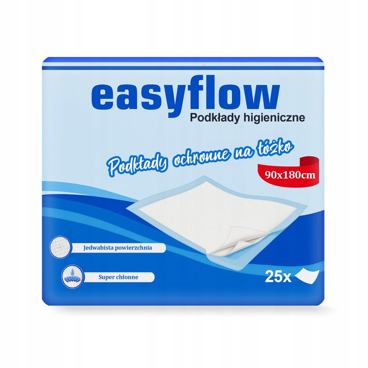 Podkłady higieniczne Easyflow 90x180 cm 25szt Chłonne Dla seniorów i dzieci