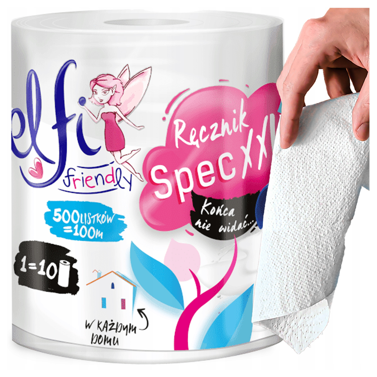 Kuchyňská utěrka Elfi Friendly 100 m – 2vrstvá, bílá, 100% celulóza 