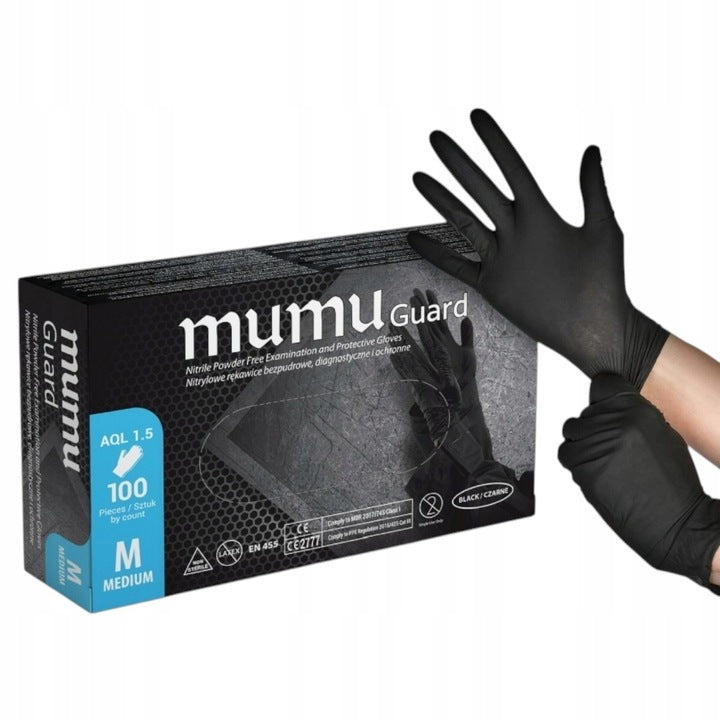 Rękawiczki nitrylowe czarne rękawice bezpudrowe black 100 szt.