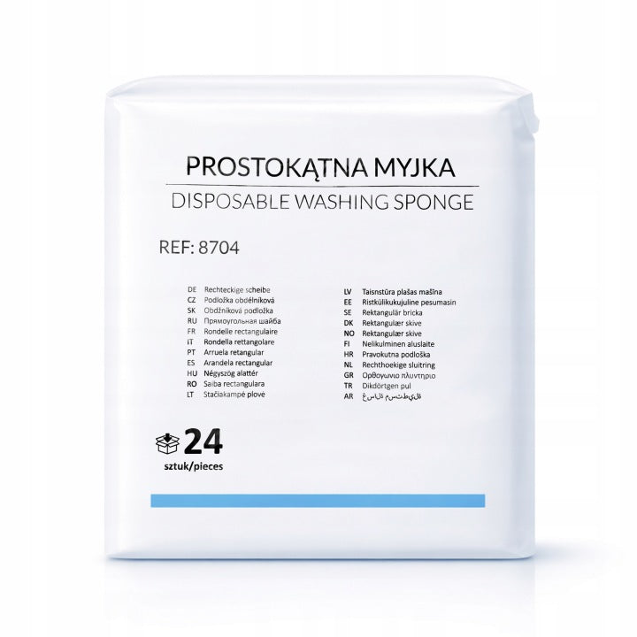 SINMED Jednorázová mycí rukavice pro mytí nemocných, netkaná textilie napuštěná mýdlem, 24 ks
