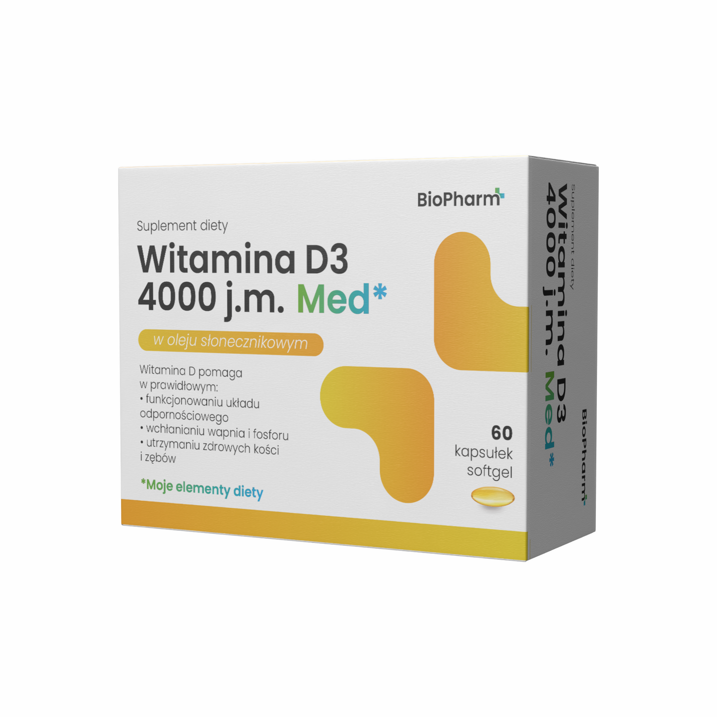 BioPharm Vitamín D3 4000 IU ve slunečnicovém oleji 60 kapslí softgel