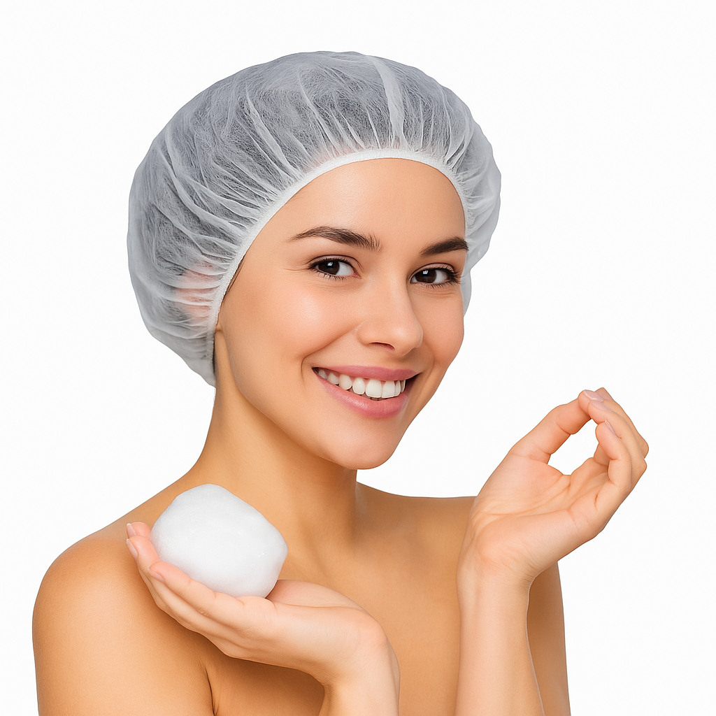 Víčko EasyFlow 2 v 1 pro mytí vlasů bez vody se šamponem a kondicionérem – 1 ks pro ležící a nemocné osoby