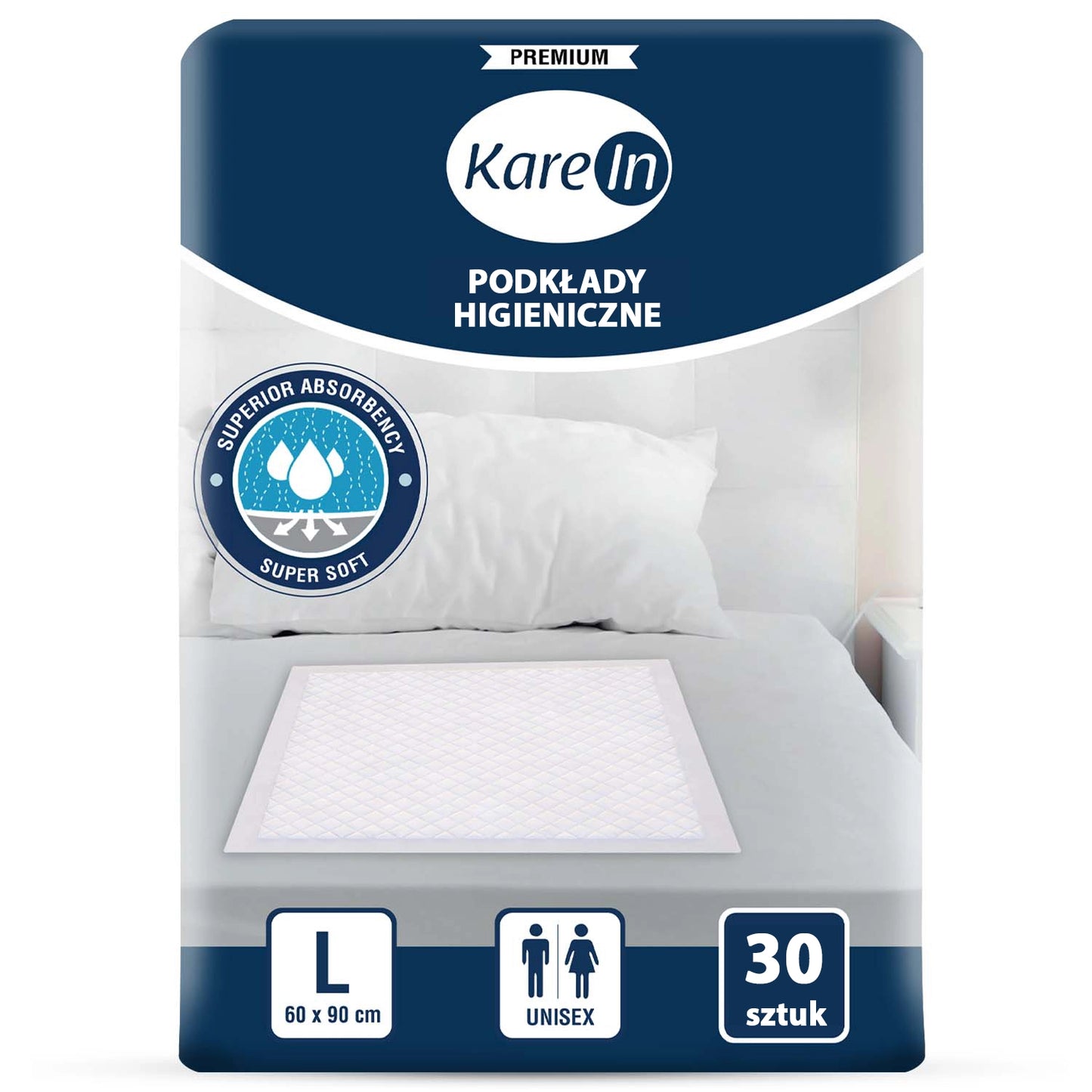 30 sztuk . Podkłady higieniczne poporodowe PREMIUM 60x90 cm