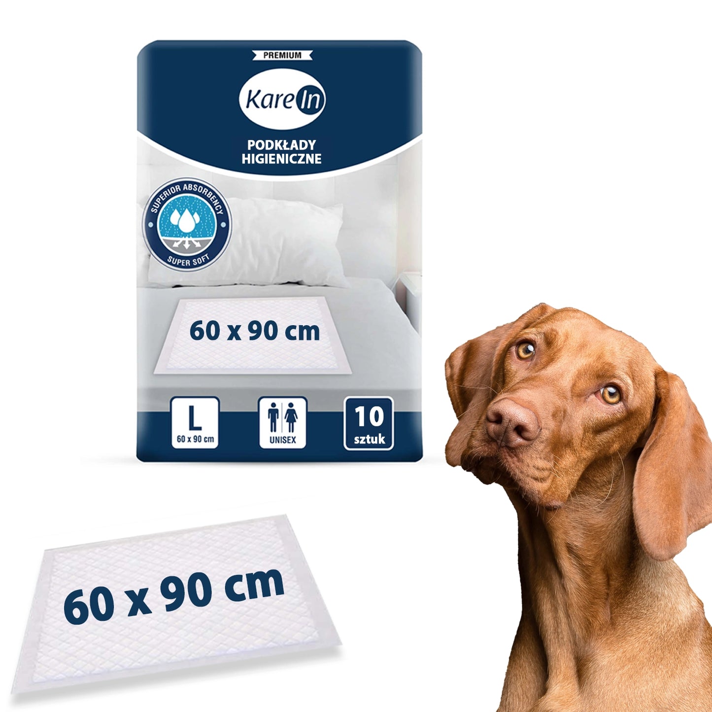 10 kusů. PREMIUM hygienické podložky pro psy 60-90 cm