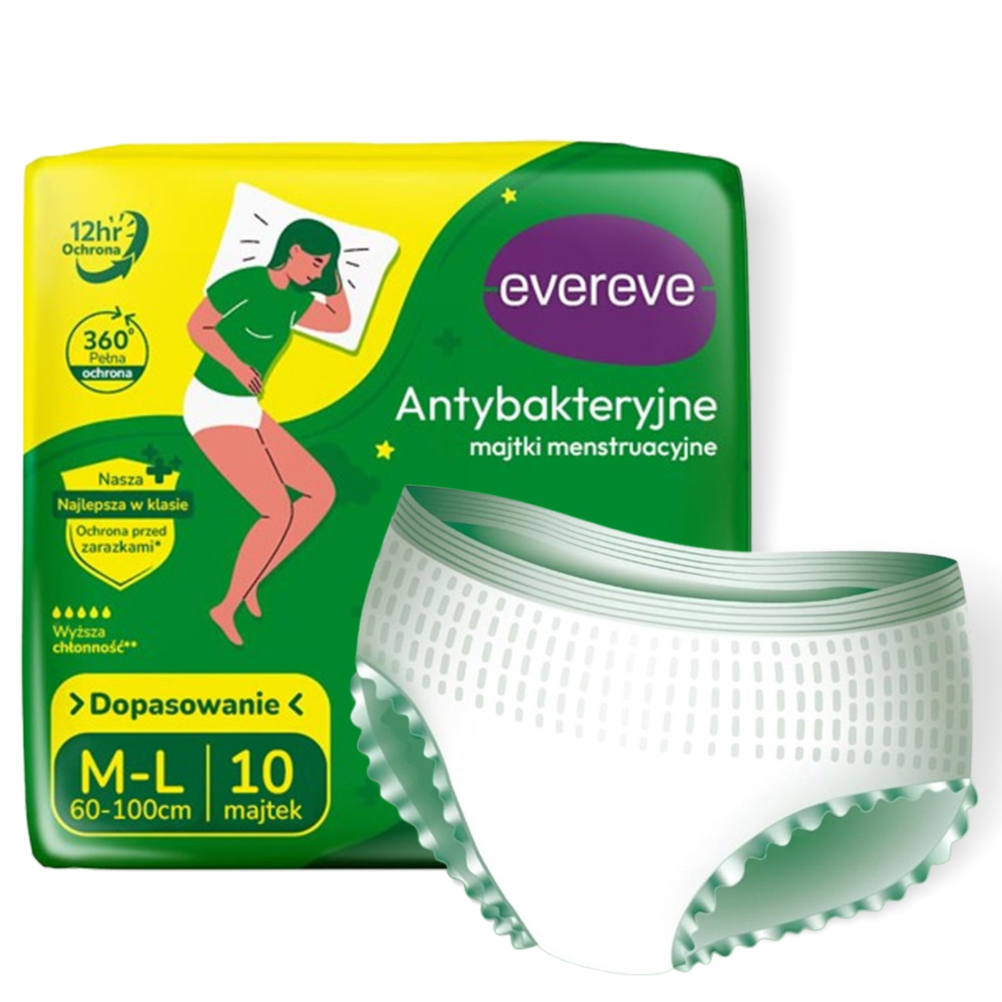 10 ks - Savé menstruační antibakteriální noční kalhotky pro ženy - EVEREVE