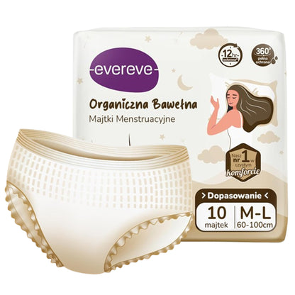 10 szt. - Nocne majtki chłonne menstruacyjne dla kobiet organiczna bawełna - EVEREVE