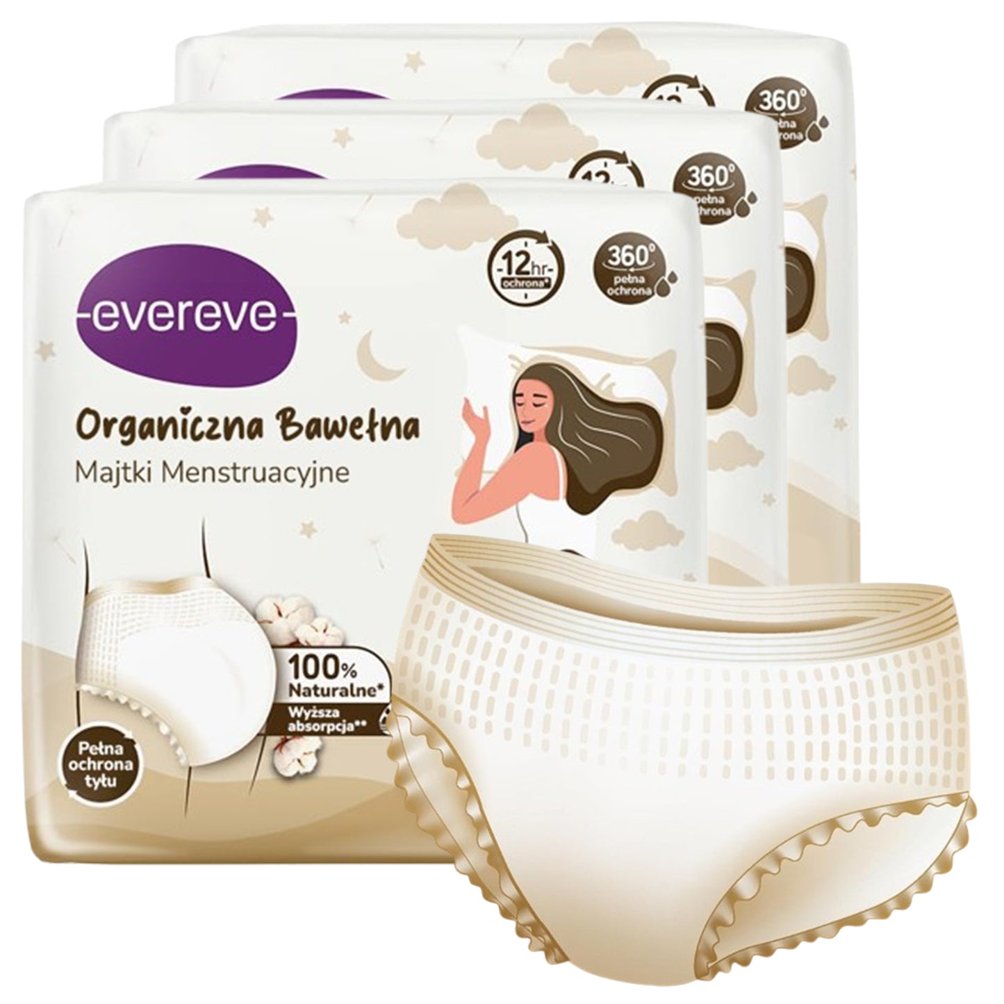 30 ks - Savé menstruační noční kalhotky pro ženy, organická bavlna - EVEREVE