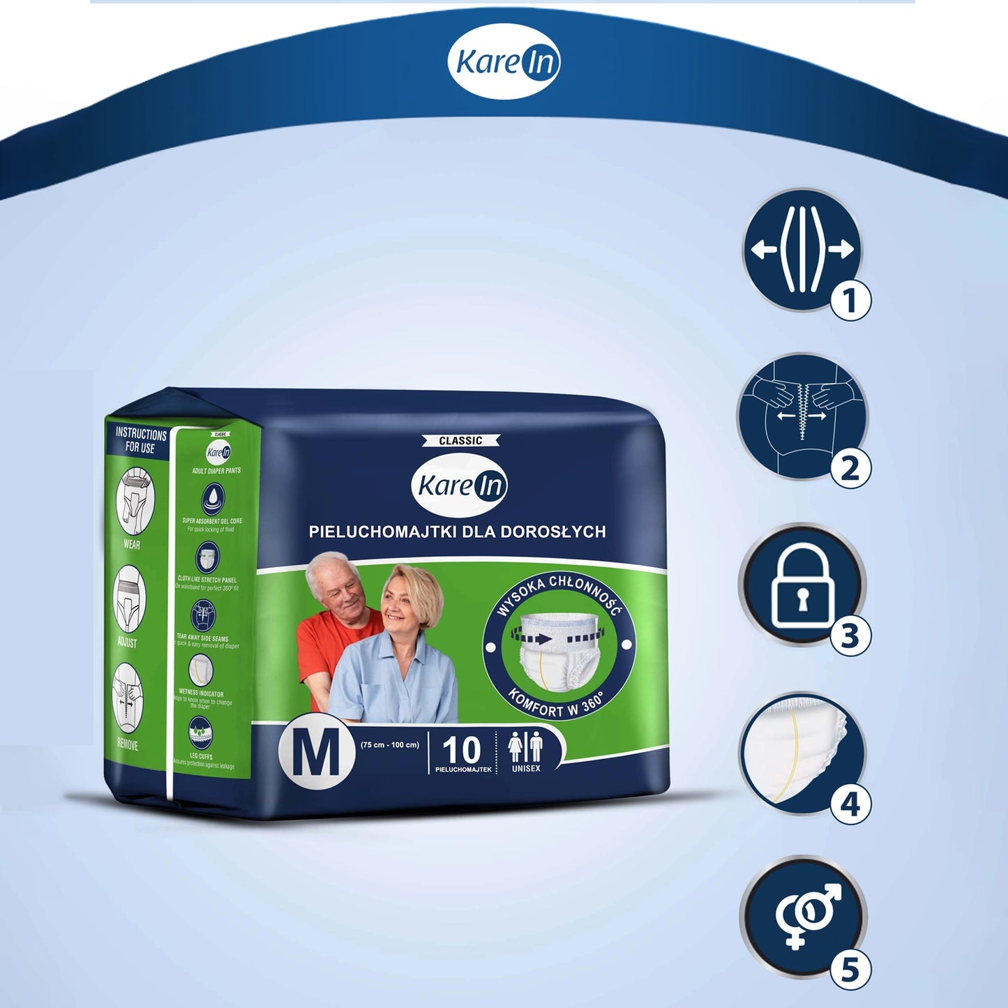 30 ks - Plenové kalhotky pro dospělé (až 10 hodin ochrany) - KAREIN Classic