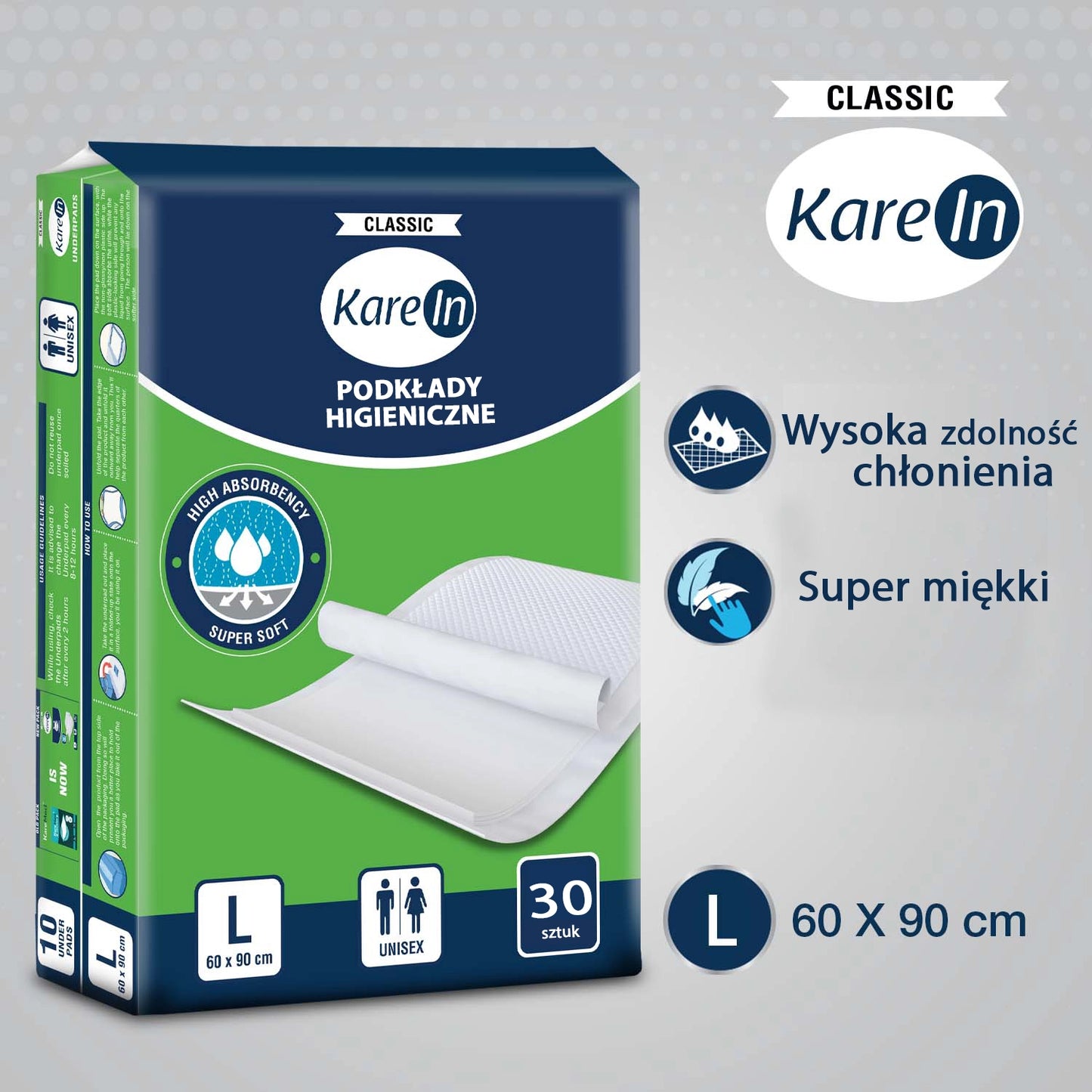 30 kusů. Hygienické podložky CLASSIC pro psy 60-90 cm
