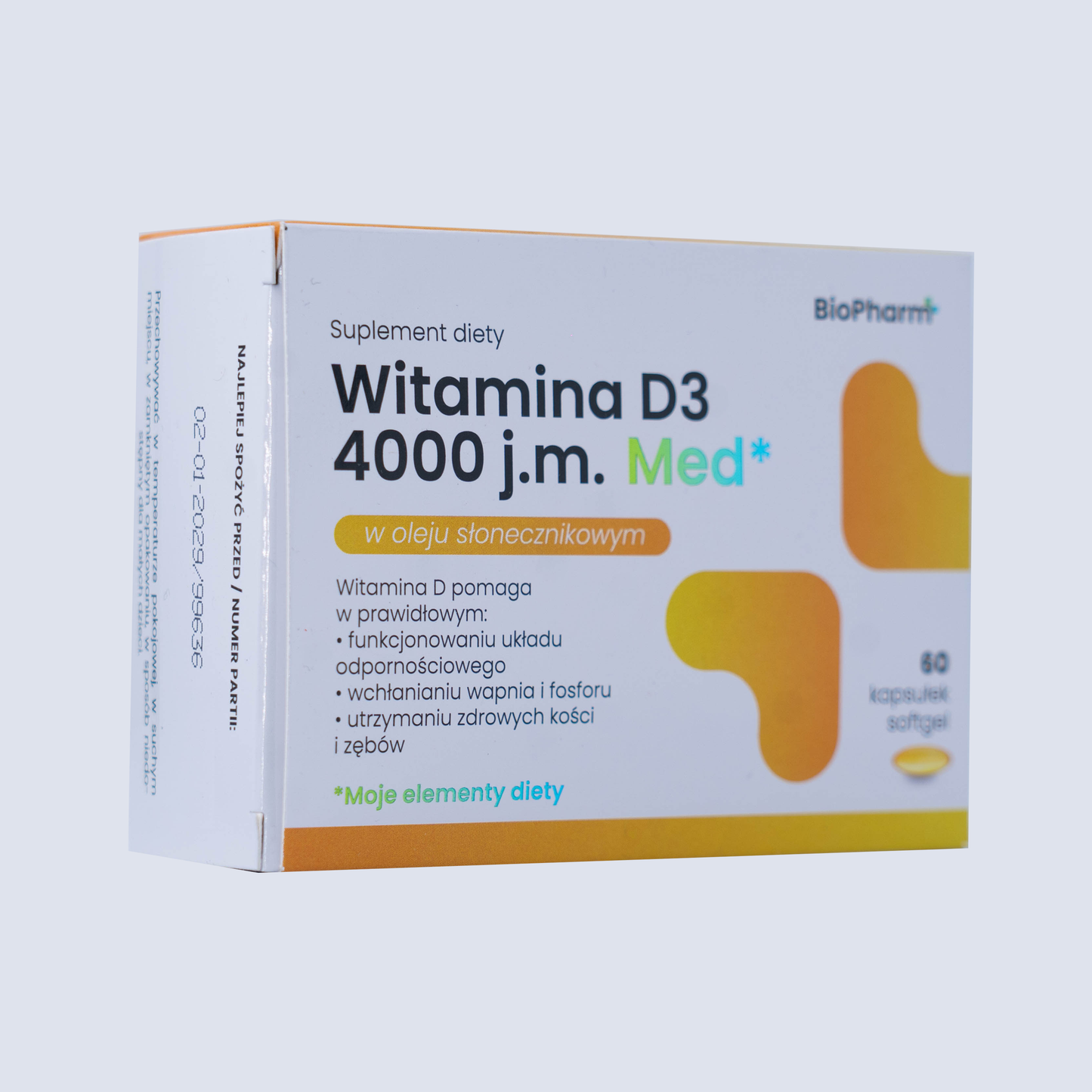 BioPharm Vitamín D3 4000 IU ve slunečnicovém oleji 60 kapslí softgel