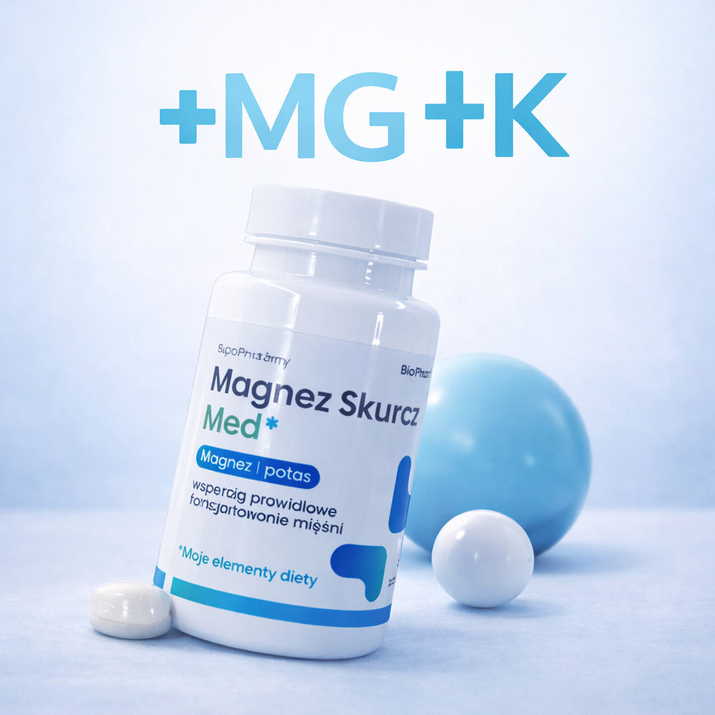 BioPharm Magnez Skurcz MED – hořčík a draslík na svalové křeče – 60 tablet